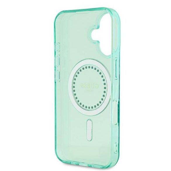 Guess IML Rhinestones MagSafe iPhone 16 Plus GUHMP16MPFTDTEN hátlap tok, zöld