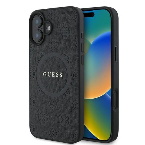 Guess Saffiano Peony Classic Logo MagSafe GUHMP16MPSAPSMEK iPhone 16 Plus 6.7" hátlap, tok, fekete