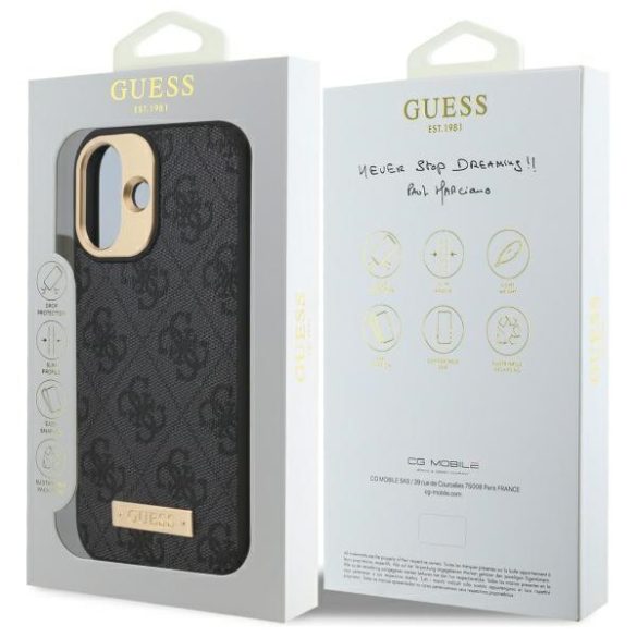 Guess iPhone 16 Plus Magsafe 4G Logo Plate (GUHMP16MU4GPRK) Magsafe kompatibilis hátlap, tok, fekete