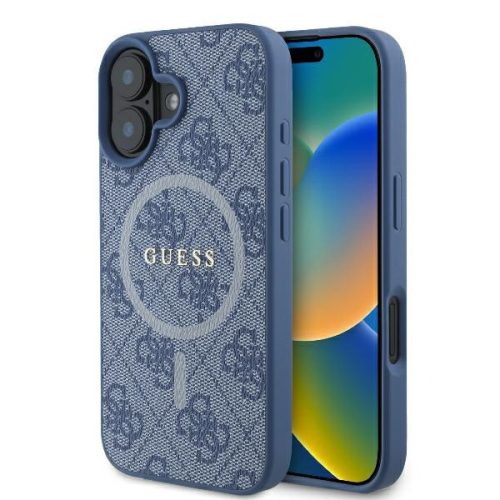 Guess GUHMP16SG4GFRB iPhone 16 6.1" niebieski/kék keménytok 4G Ring Classic Logo MagSafe klasszikus gyűrűje