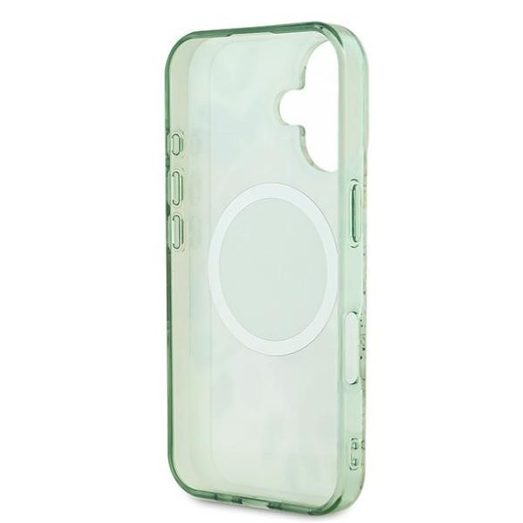 Guess iPhone 16 Magsafe IML Flower & Tonal Circle (GUHMP16SHFWBDCEN) Magsafe kompatibilis hátlap, tok, zöld