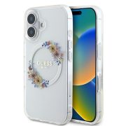   Guess IML Flowers Wreath iPhone 16 MagSafe GUHMP16SHFWFCT hátlap tok, átlátszó