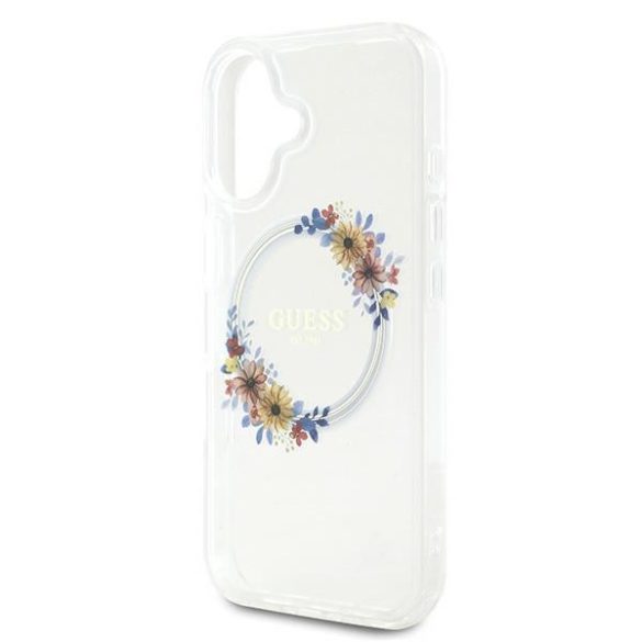 Guess IML Flowers Wreath iPhone 16 MagSafe GUHMP16SHFWFCT hátlap tok, átlátszó