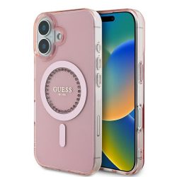   Guess IML Rhinestones MagSafe iPhone 16 GUHMP16SPFTDTEP hátlap tok, rózsaszín