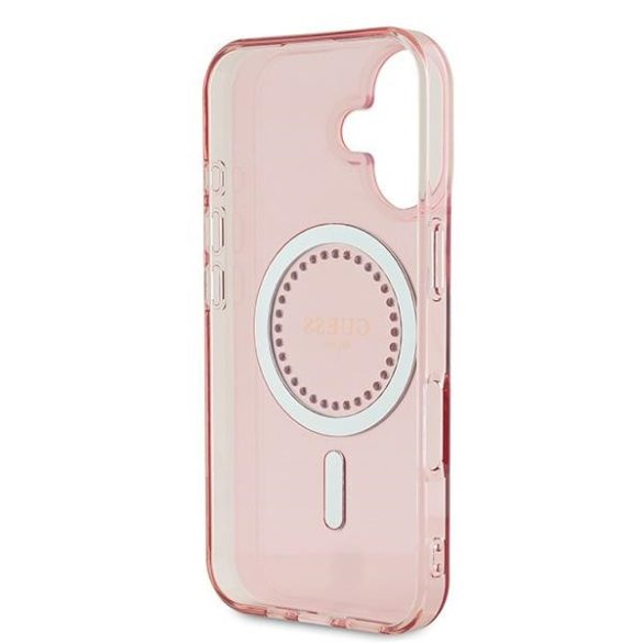 Guess IML Rhinestones MagSafe iPhone 16 GUHMP16SPFTDTEP hátlap tok, rózsaszín