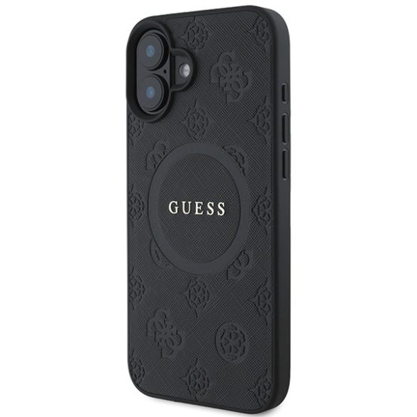 Guess iPhone 16 Magsafe Saffiano Peony Classic Logo (GUHMP16SPSAPSMEK) Magsafe kompatibilis hátlap, tok, fekete