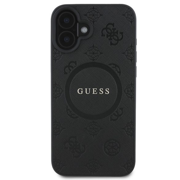 Guess iPhone 16 Magsafe Saffiano Peony Classic Logo (GUHMP16SPSAPSMEK) Magsafe kompatibilis hátlap, tok, fekete