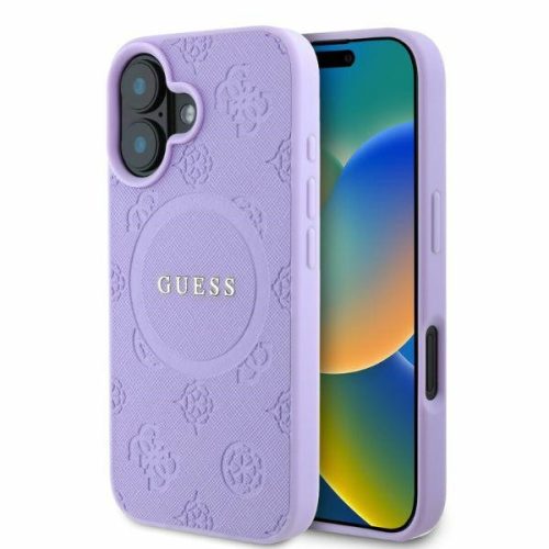 Guess GUHMP16SPSAPSMEU Saffiano Peony Classic Logo MagSafe iPhone 16 6.1", hátlap, tok, lila