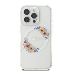   Guess IML Flowers Wreath iPhone 16 Pro Max MagSafe GUHMP16XHFWFCT hátlap tok, átlátszó