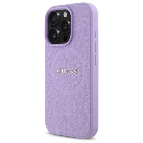 Guess Saffiano MagSafe iPhone 16 Pro Max GUHMP16XPSAHMCU hátlap tok, lila