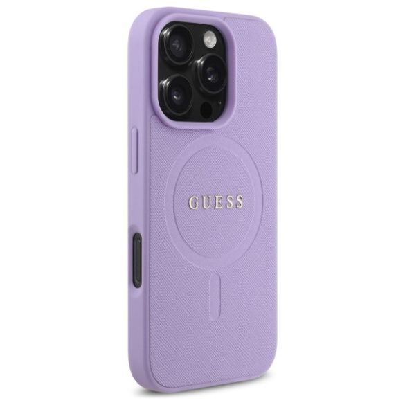 Guess Saffiano MagSafe iPhone 16 Pro Max GUHMP16XPSAHMCU hátlap tok, lila