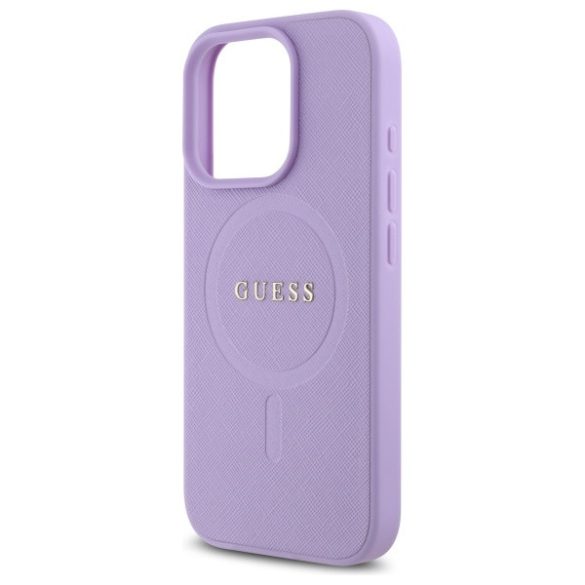 Guess Saffiano MagSafe iPhone 16 Pro Max GUHMP16XPSAHMCU hátlap tok, lila