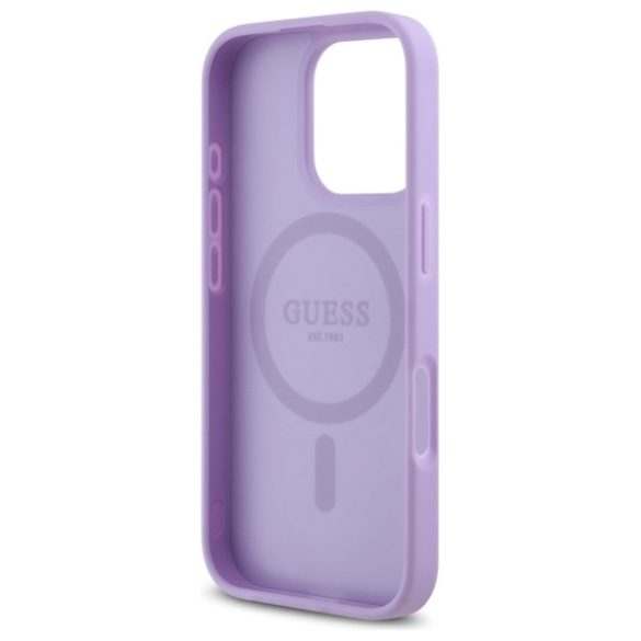 Guess Saffiano MagSafe iPhone 16 Pro Max GUHMP16XPSAHMCU hátlap tok, lila