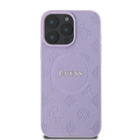 Guess iPhone 16 Pro Max Magsafe Saffiano Peony Classic Logo (GUHMP16XPSAPSMEU) Magsafe kompatibilis hátlap, tok, lila