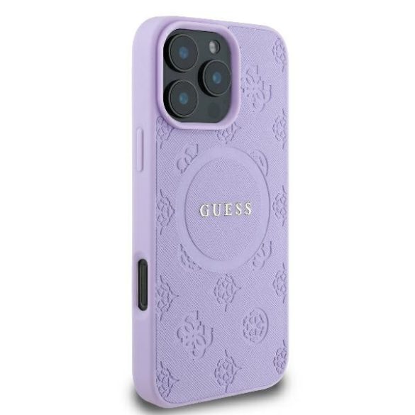 Guess iPhone 16 Pro Max Magsafe Saffiano Peony Classic Logo (GUHMP16XPSAPSMEU) Magsafe kompatibilis hátlap, tok, lila