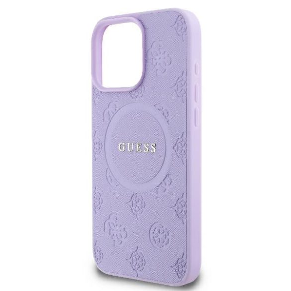 Guess iPhone 16 Pro Max Magsafe Saffiano Peony Classic Logo (GUHMP16XPSAPSMEU) Magsafe kompatibilis hátlap, tok, lila