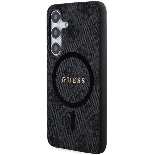 Guess 4G Collection Leather Metal Logo MagSafe hátlap, tok Samsung Galaxy S24 GUHMS24SG4GFRK, fekete