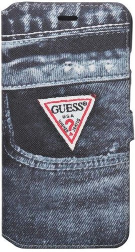 Guess iPhone 6 Plus/6S Plus Denim Jeans (GUMFLBKP6LDEBK2) oldalra nyíló tok, fekete