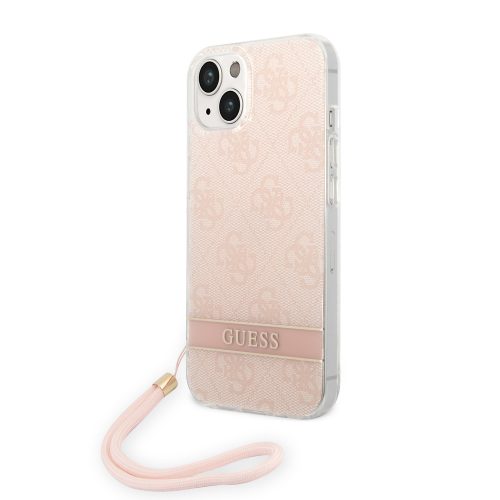 Guess iPhone 14 Plus 4G Print Strap (GUOHCP14MH4STP) hátlap, tok, rózsaszín