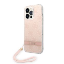   Guess iPhone 14 Pro Max 4G Print Strap (GUOHCP14XH4STP) hátlap, tok, rózsaszín