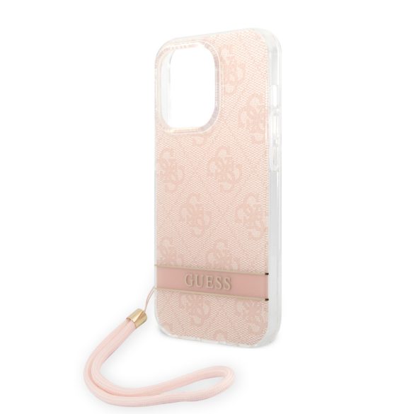 Guess iPhone 14 Pro Max 4G Print Strap (GUOHCP14XH4STP) hátlap, tok, rózsaszín