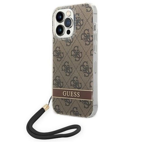 Guess GUOHCP14XH4STW iPhone 14 Pro Max 6.7 "a hátlap, tok 4G Print Strap, barna