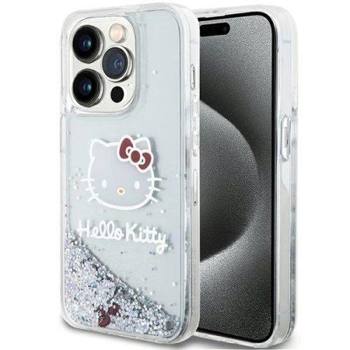 Hello Kitty Liquid Glitter Charms Kitty Head case for iPhone 13 Pro/13 tok, ezüst