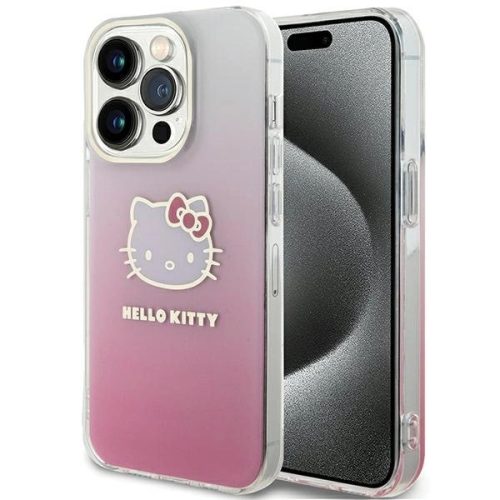 Hello Kitty IML Gradient Electrop Kitty Head HKHCP15LHDGKEP iPhone 15 Pro 6.1" hátlap, tok, rózsaszín