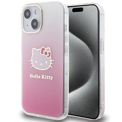 Hello Kitty IML Gradient Electrop Kitty Head HKHCP15SHDGKEP iPhone 15 6.1"  hátlap, tok, rózsaszín