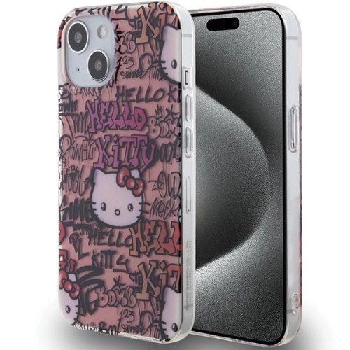 Hello Kitty IML GraffitiHKHCP15SHDGPTP iPhone 15 6.1" hátlap, tok, rózsaszín