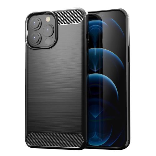 Carbon Case Flexible iPhone 13 Pro Max hátlap, tok, fekete