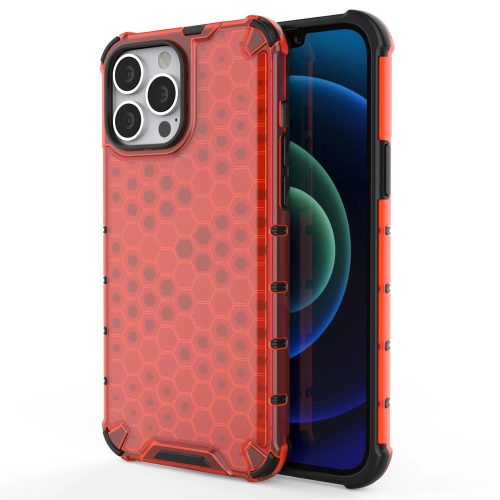 Honeycomb Case iPhone 13 Pro Max ütésálló hátlap, tok, piros