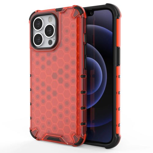 Honeycomb Case iPhone 13 Pro ütésálló hátlap, tok, piros