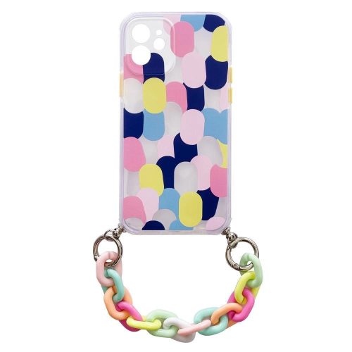 Color Chain Case gel flexible elastic case tok lánccal Samsung Galaxy S21 Ultra 5G, színes