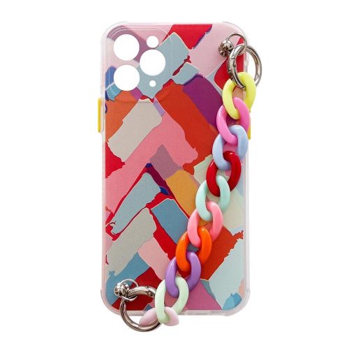 Color Chain Case gel flexible elastic case tok lánccal Samsung Galaxy S21 Ultra 5G, színes