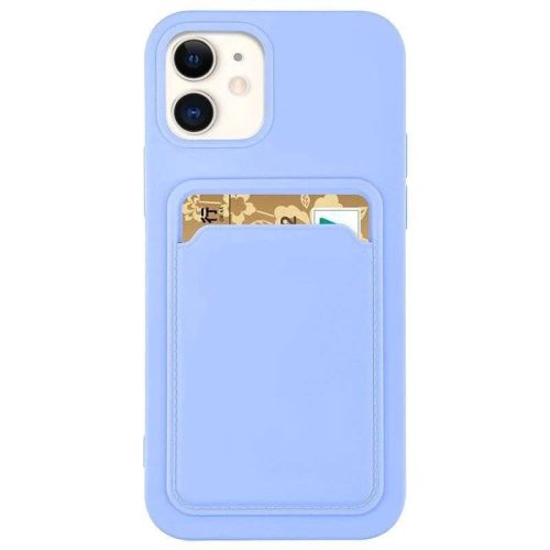 Card Case Silicone Cover Wallet with Card Slot tok iPhone 13 Pro Max, lila