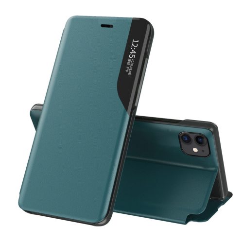 Eco Leather View Case oldalra nyíló tok iPhone 13 Pro Max, zöld