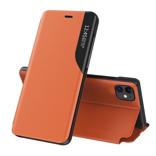 Eco Leather View Case oldalra nyíló tok iPhone 13 Pro Max, narancssárga