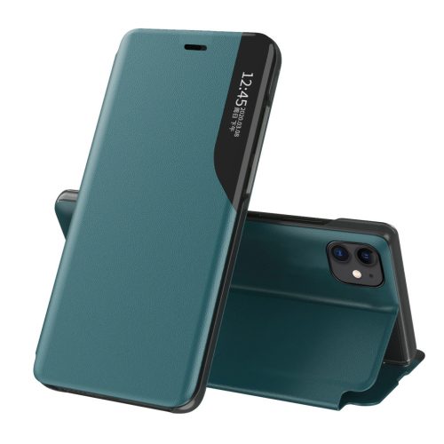 Eco Leather View Case oldalra nyíló tok iPhone 13 Pro, zöld