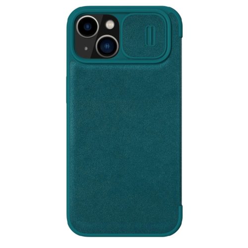 Nillkin Qin bőr Pro Case iPhone 14 Plus Holster Cover oldalra nyíló tok, zöld