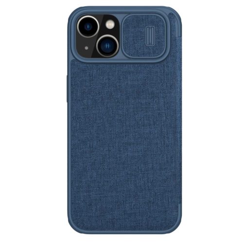 Nillkin Qin Qin Cloth Pro Case iPhone 14 oldalra nyíló tok, kék