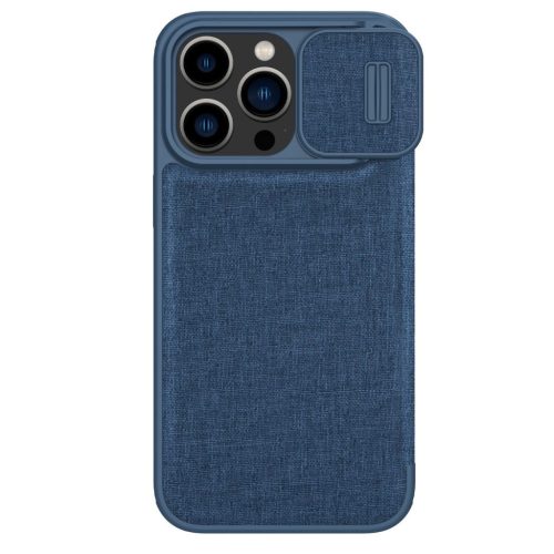 Nillkin Qin Qin Cloth Pro Case iPhone 14 Pro oldalra nyíló tok, kék