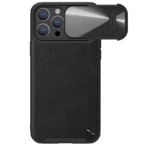 Nillkin CamShield Leather S Case iPhone 14 Pro Max ütésálló hátlap, tok, fekete