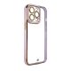 Fashion Case tok iPhone 12 Pro, Gold Frame Gel Cover, lila