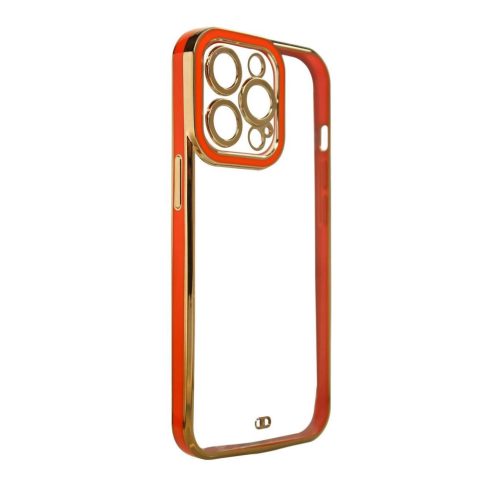 Fashion Case tok iPhone 12 Pro, Gold Frame Gel Cover, piros