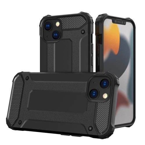 Hybrid Armor Tough Rugged iPhone 14 ütésálló hátlap, tok, fekete