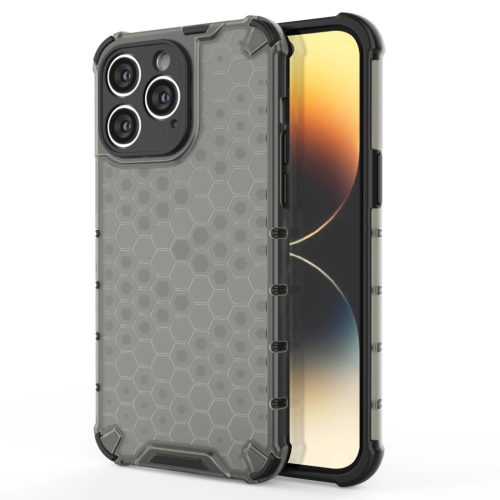 Honeycomb Case iPhone 14 Pro ütésálló hátlap, tok, fekete