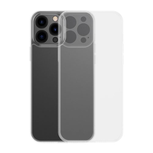 Baseus Frosted Glass Case tok, iPhone 13 Pro Max kemény tok, gélkerettel, átlátszó