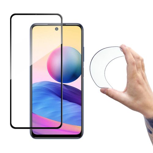 Wozinsky Full Cover Flexi Nano Glass hibrid kijelzővédő Xiaomi Redmi Note 10 5G, fekete, fekete