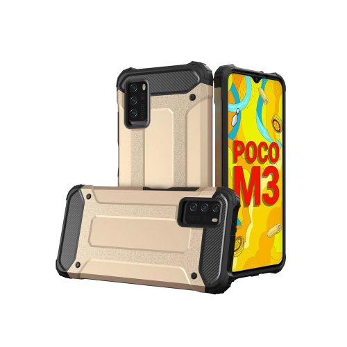 Hybrid Armor Tough Rugged Xiaomi Redmi Note 10 5G/Poco M3 Pro ütésálló hátlap, tok, arany